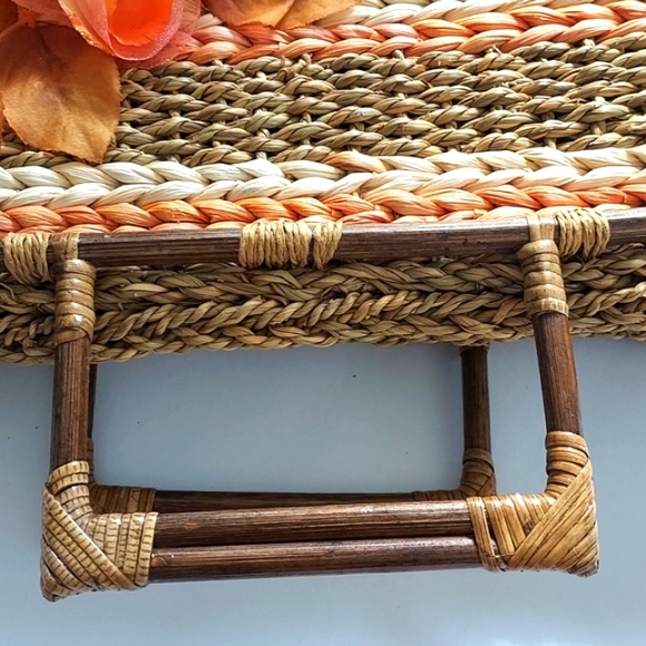 HANDBAG Straw with Wooden Handles - Picture 5 of 6